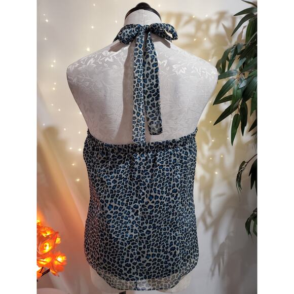 The Limited Animal Leopard Print Ruffle Front Halter Top Womens Size S Blouse - Picture 4 of 9